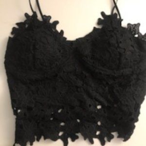 ChicWish "Full Flower Crochet Cami Crop Top," M